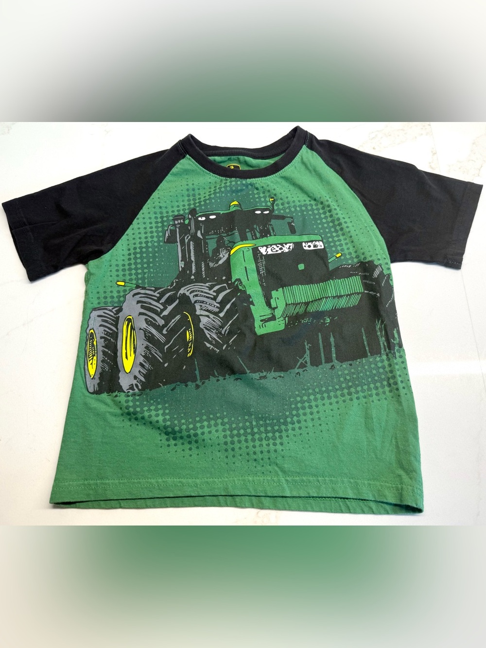 John Deere Tractor Graphic Tee Boys Size 6 Green Black